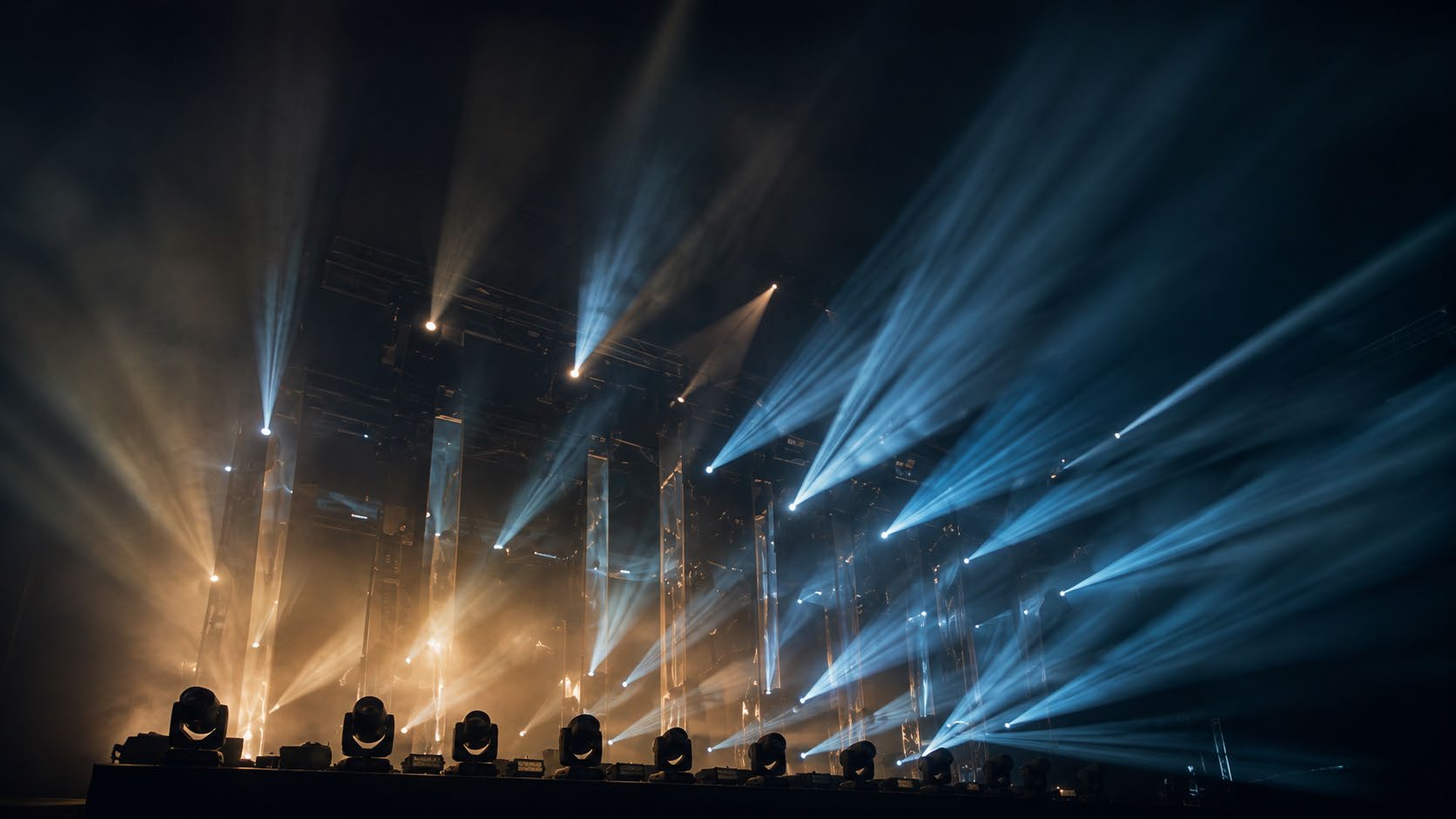 Live event stage illuminated at night